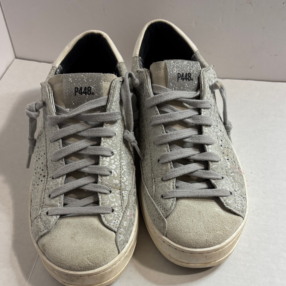 P448 Gray Suede Sneakers Sz 39 /8.5 Excellent Preloved Condition